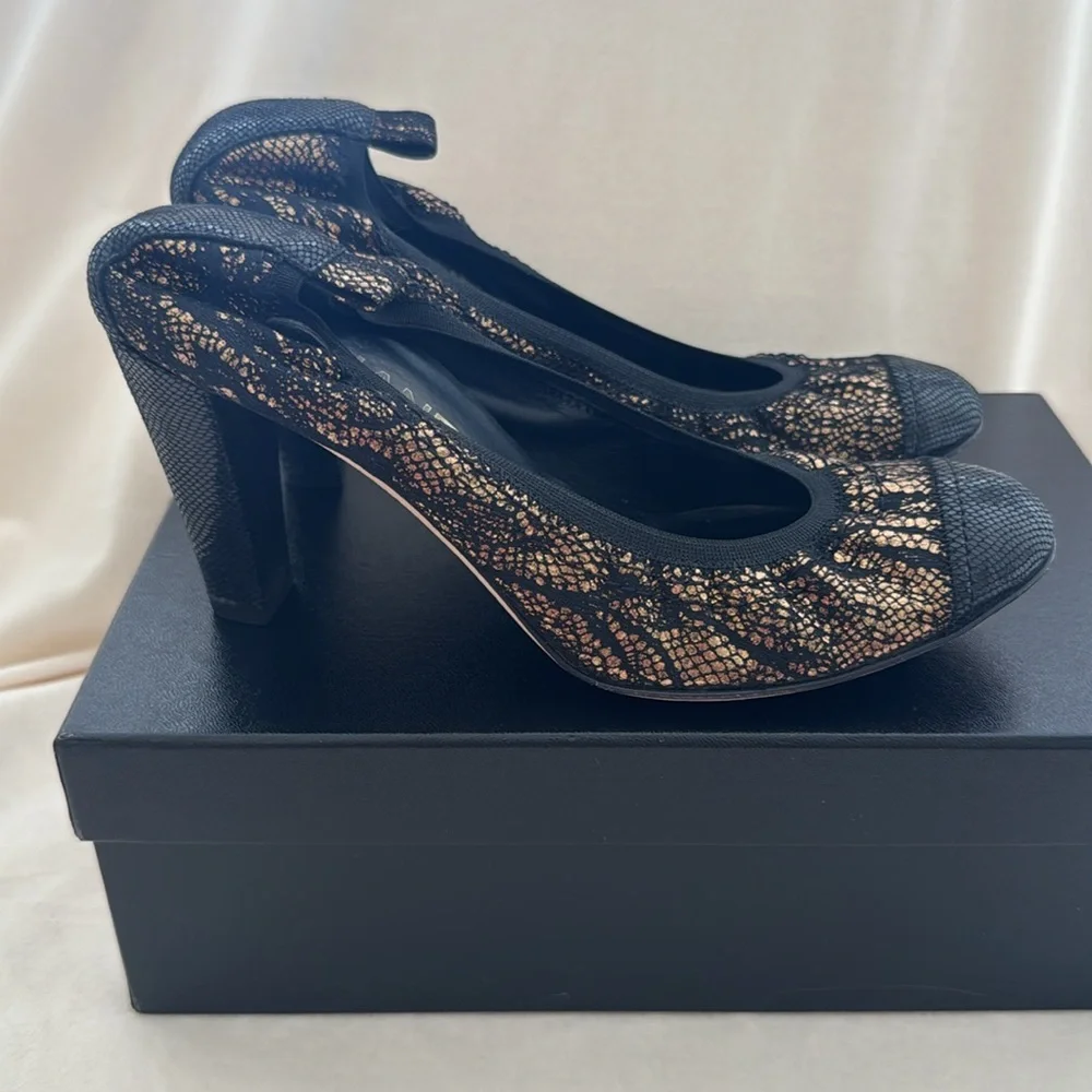 Chanel Black and Gold Heels